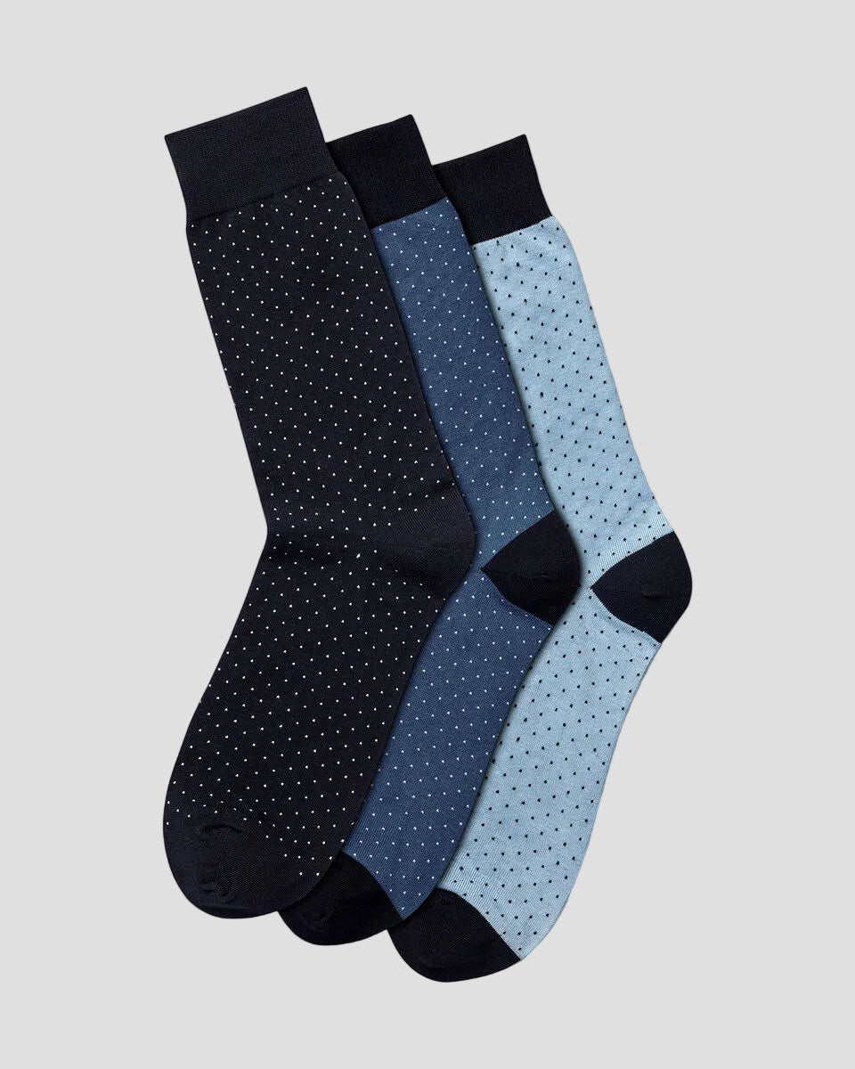Charles Tyrwhitt 3 Pair Cotton Rich Patterned Multipack Socks - Navy