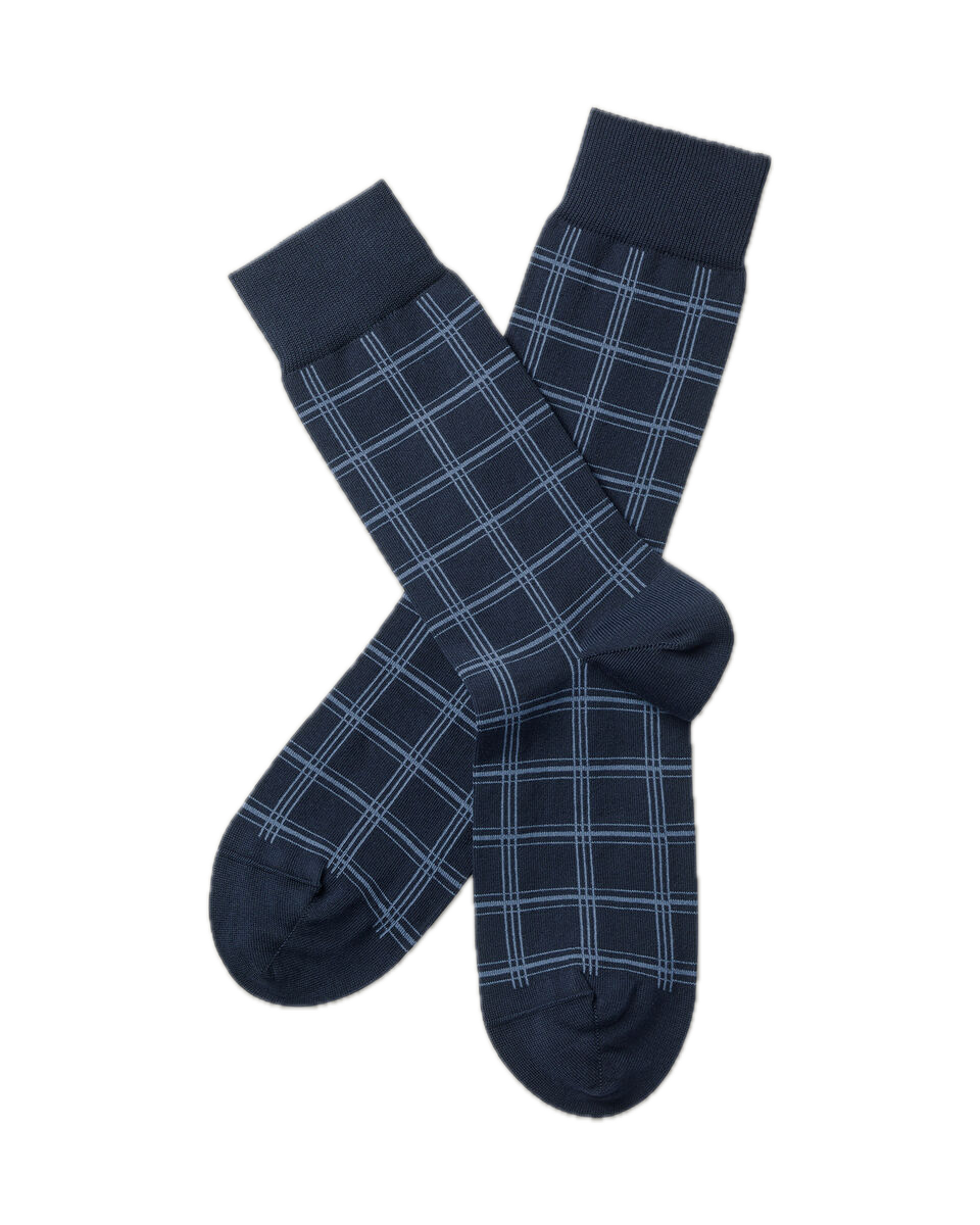 Charles Tyrwhitt Check Socks - Navy & Sky