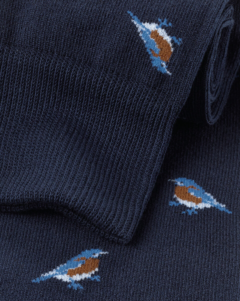 Charles Tyrwhitt Cotton Bird Socks - French Blue