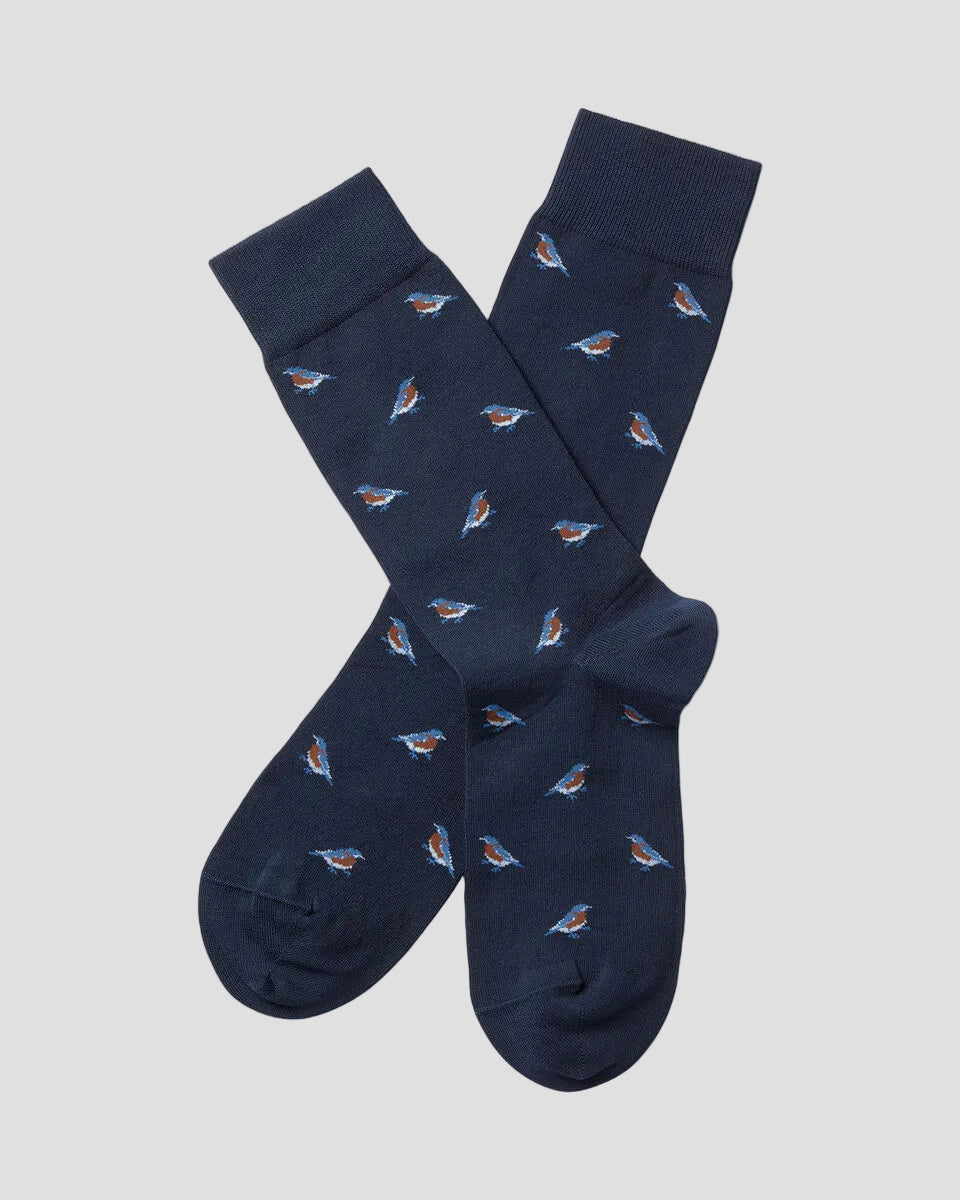 Charles Tyrwhitt Cotton Bird Socks - French Blue