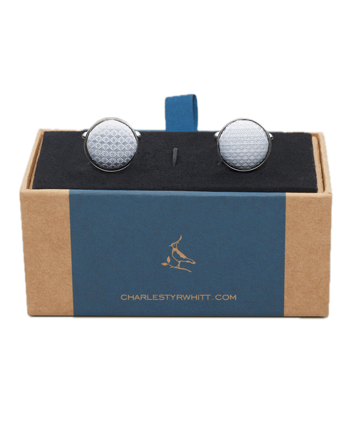 Charles Tyrwhitt Silk Round Cufflinks - Ice Blue - LuxxeCoast