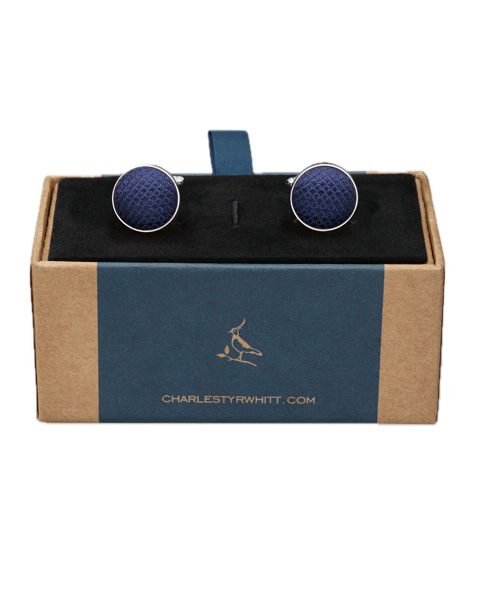 Charles Tyrwhitt Silk Round Cufflinks - Navy