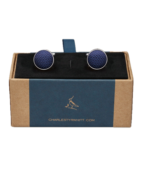 Charles Tyrwhitt Silk Round Cufflinks - Navy - LuxxeCoast