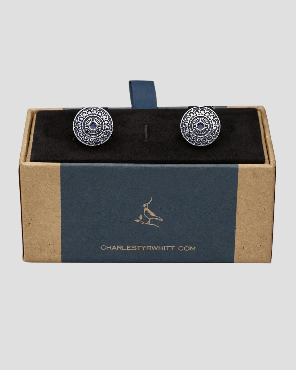 Charles Tyrwhitt Enamel Patterned Cufflinks - Navy