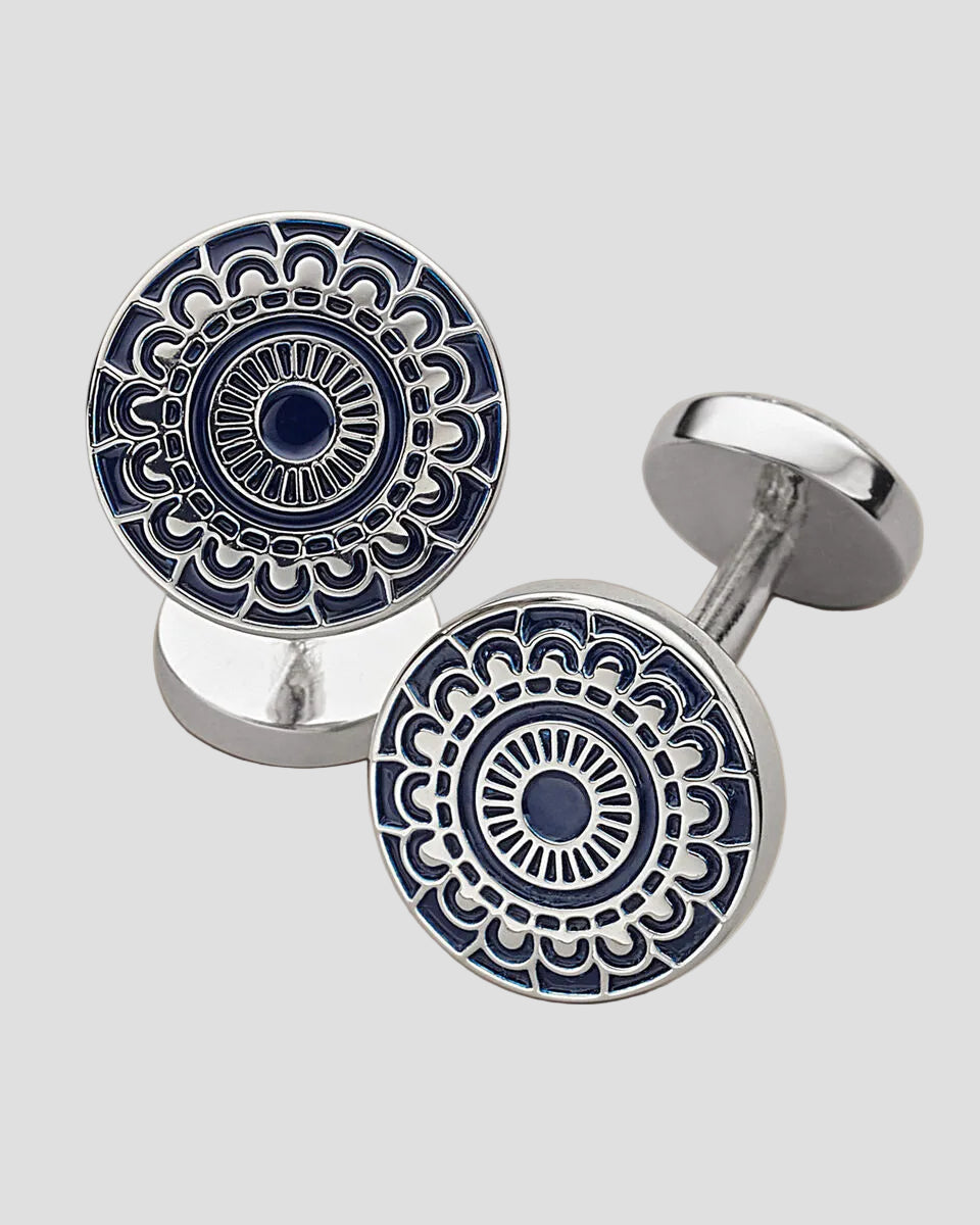 Charles Tyrwhitt Enamel Patterned Cufflinks - Navy