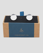 Charles Tyrwhitt Herringbone Round Cufflinks - Silver