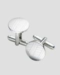 Charles Tyrwhitt Herringbone Round Cufflinks - Silver