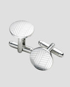 Charles Tyrwhitt Herringbone Round Cufflinks - Silver