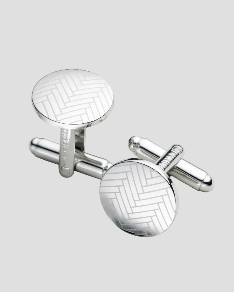 Charles Tyrwhitt Herringbone Round Cufflinks - Silver