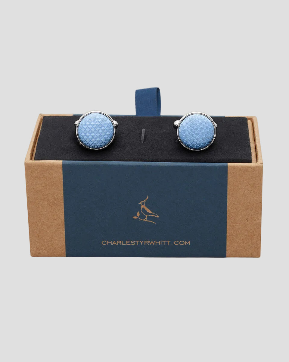 Charles Tyrwhitt Silk Round Cufflinks - Sky Blue