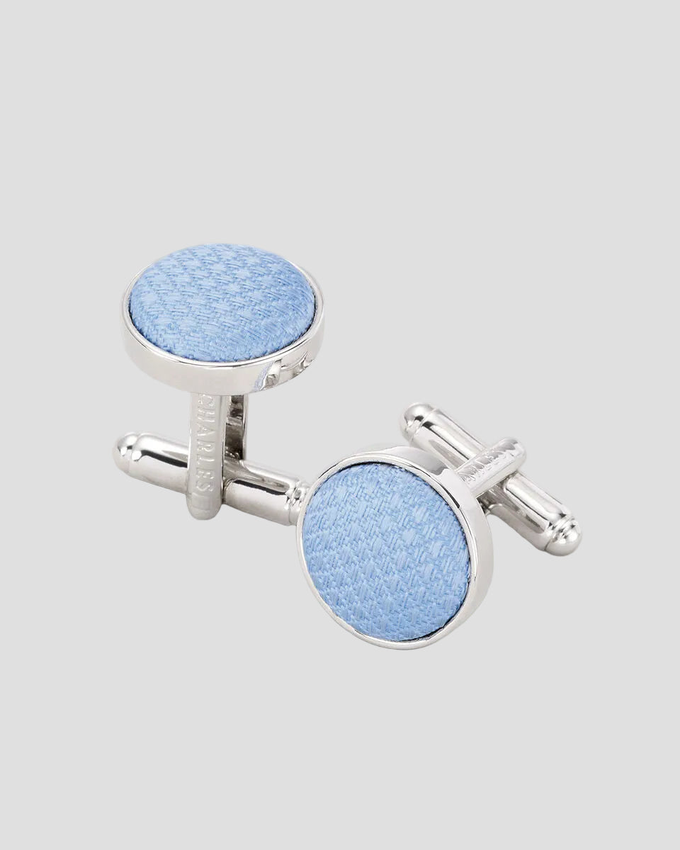 Charles Tyrwhitt Silk Round Cufflinks - Sky Blue