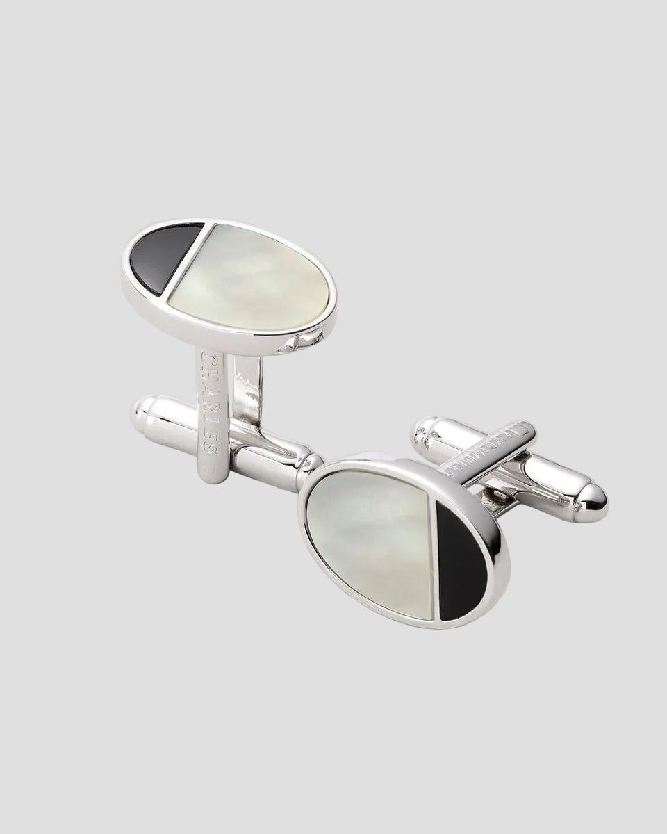 Charles Tyrwhitt Mother of Pearl and Onyx Oval Cufflinks