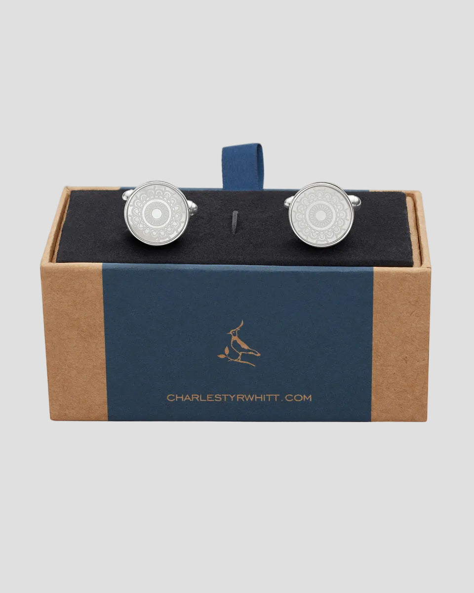 Charles Tyrwhitt Mother of Pearl Patterned Cufflinks - Silver