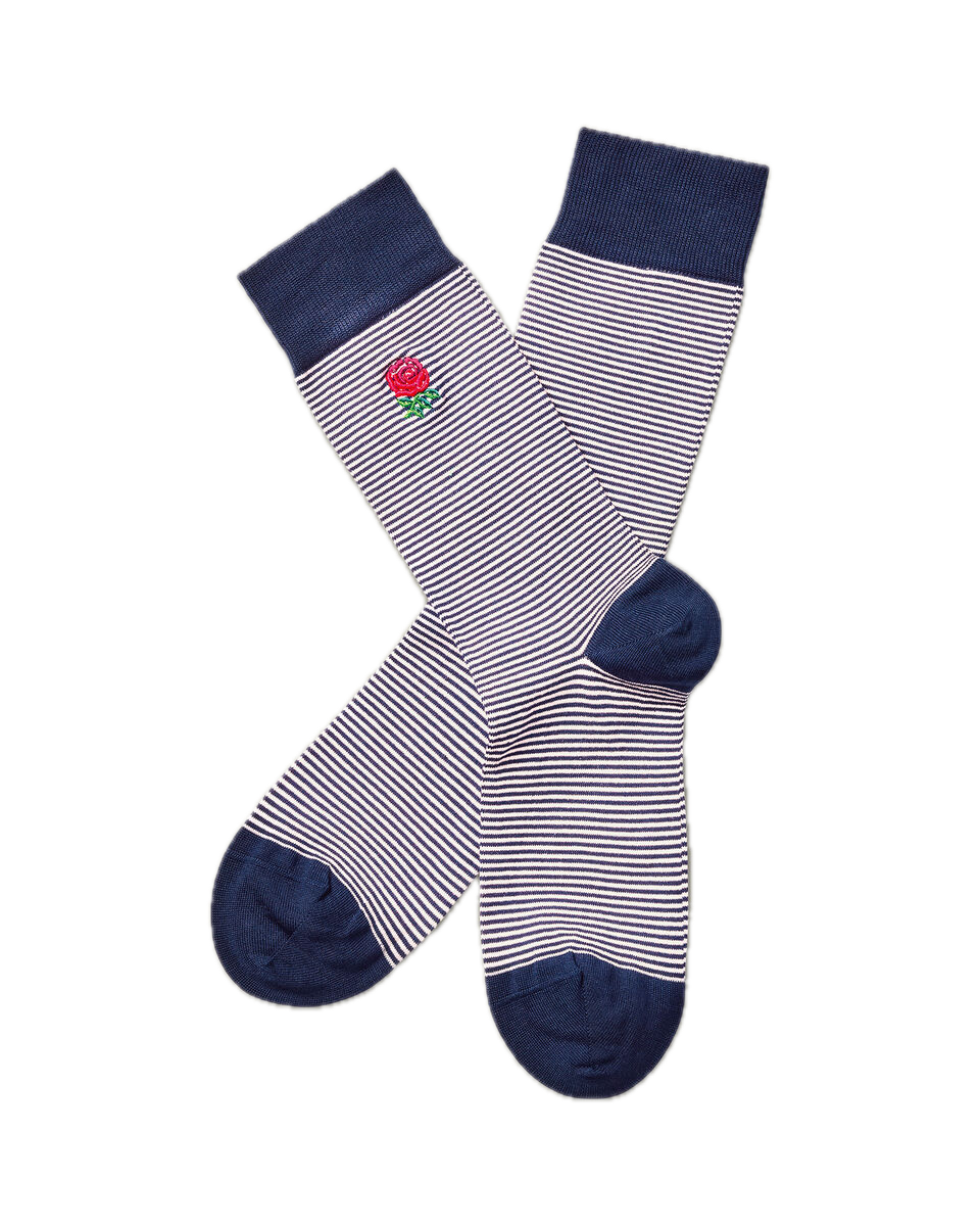 Charles Tyrwhitt England Rugby Stripe Socks - Pink & Navy