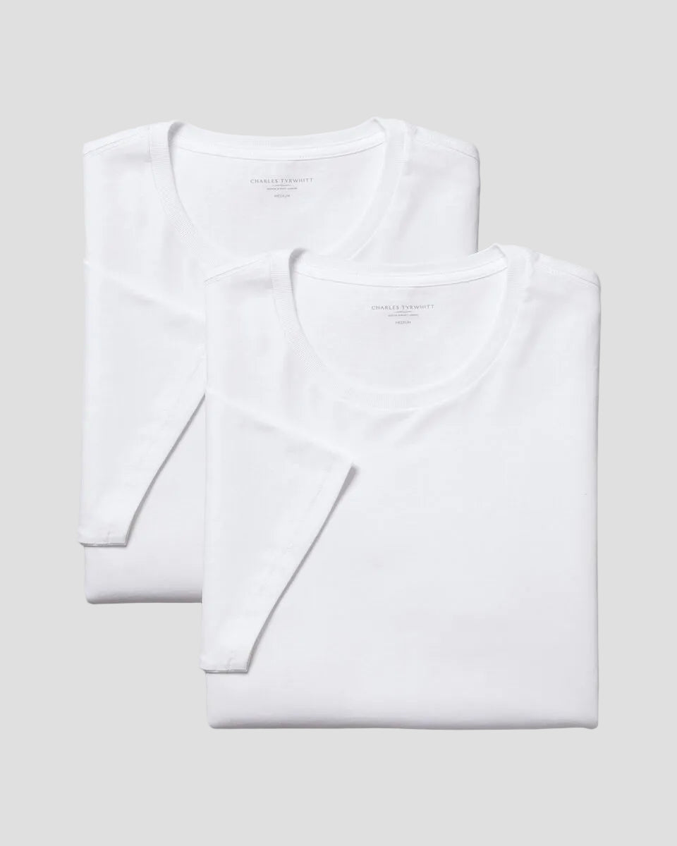 Charles Tyrwhitt 2-Pack Crew Neck Cotton Undershirt - White