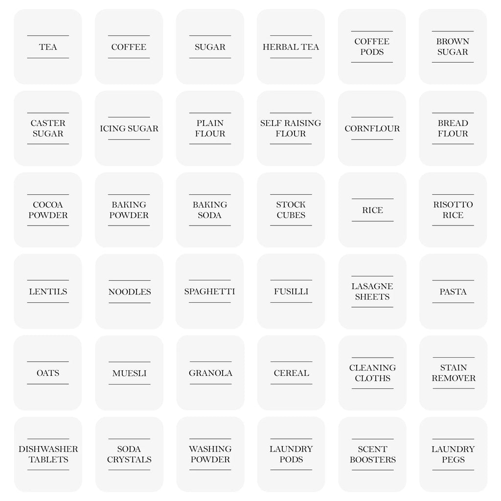 Argon Tableware Storage Jar Labels – Pack of 36