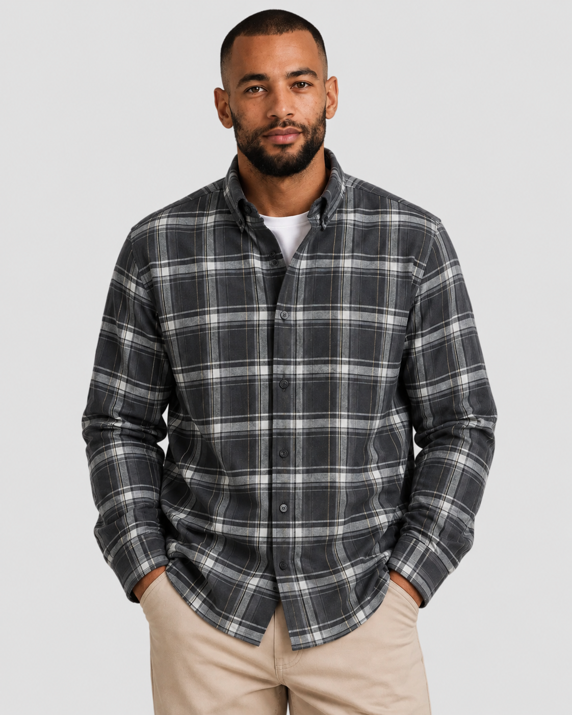 Charles Tyrwhitt Brushed Flannel Shirt - Charcoal Grey