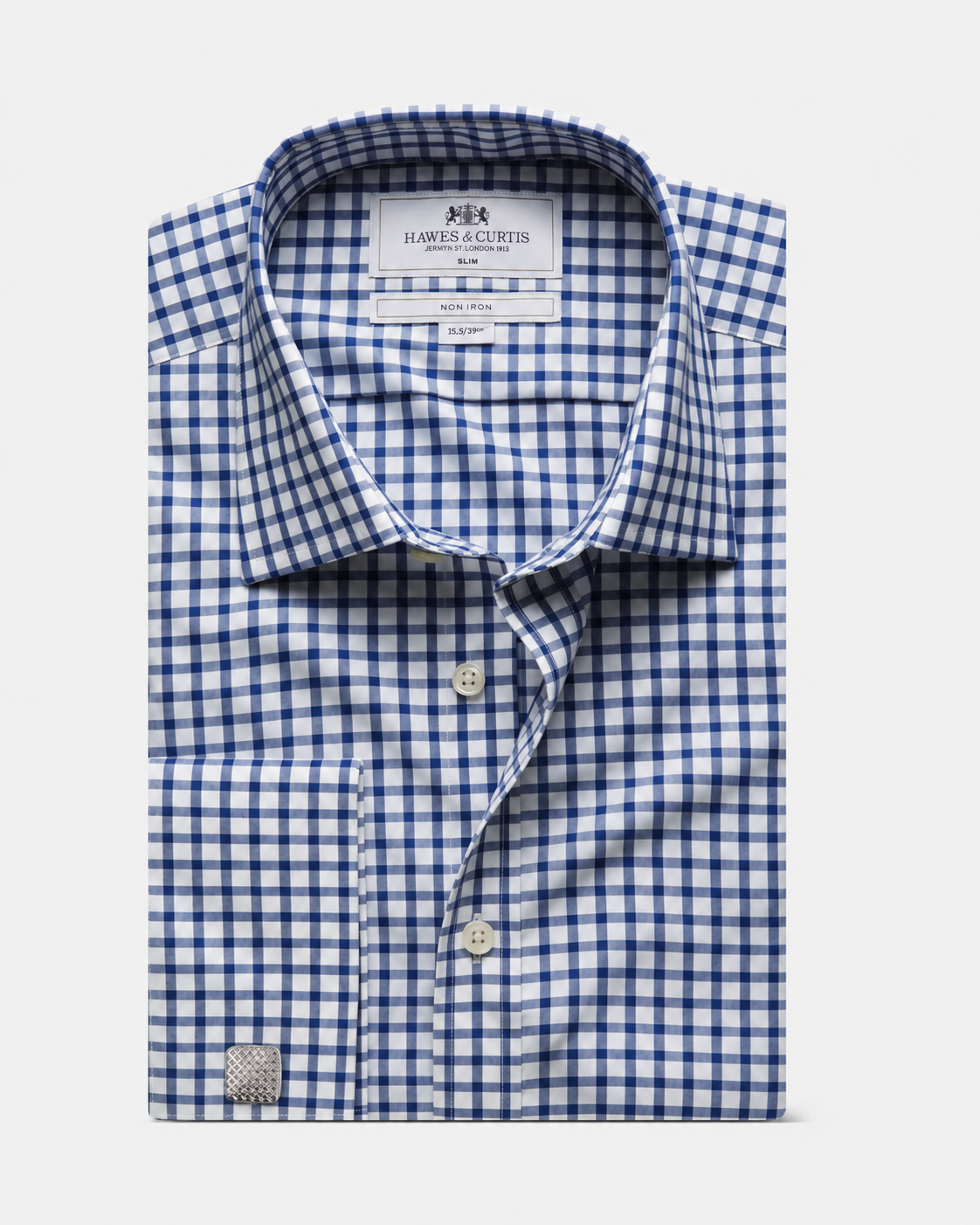Hawes & Curtis Navy & White Grid Check Non-Iron Shirt