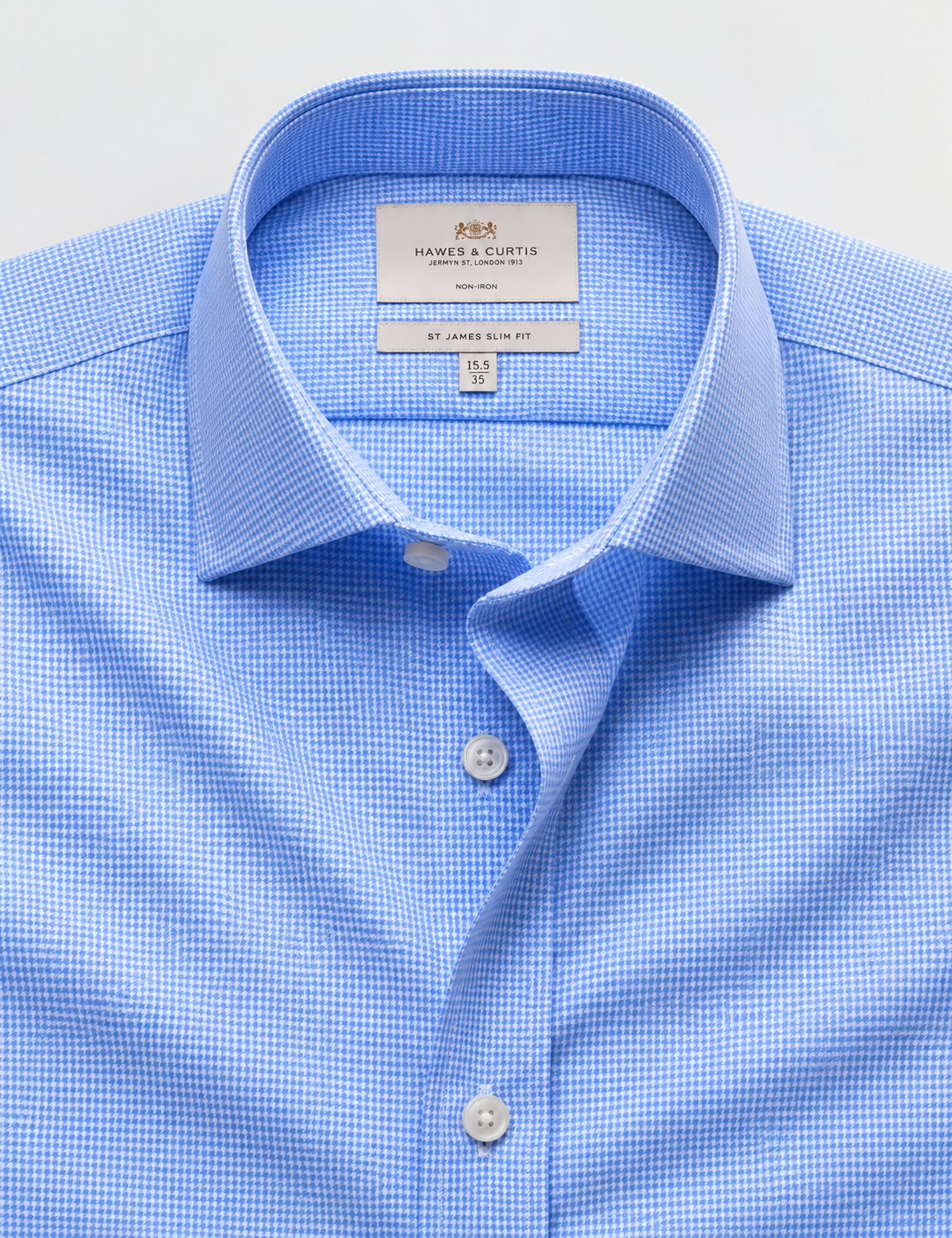 Hawes & Curtis Blue & White Dogtooth Twill Non-Iron Shirt