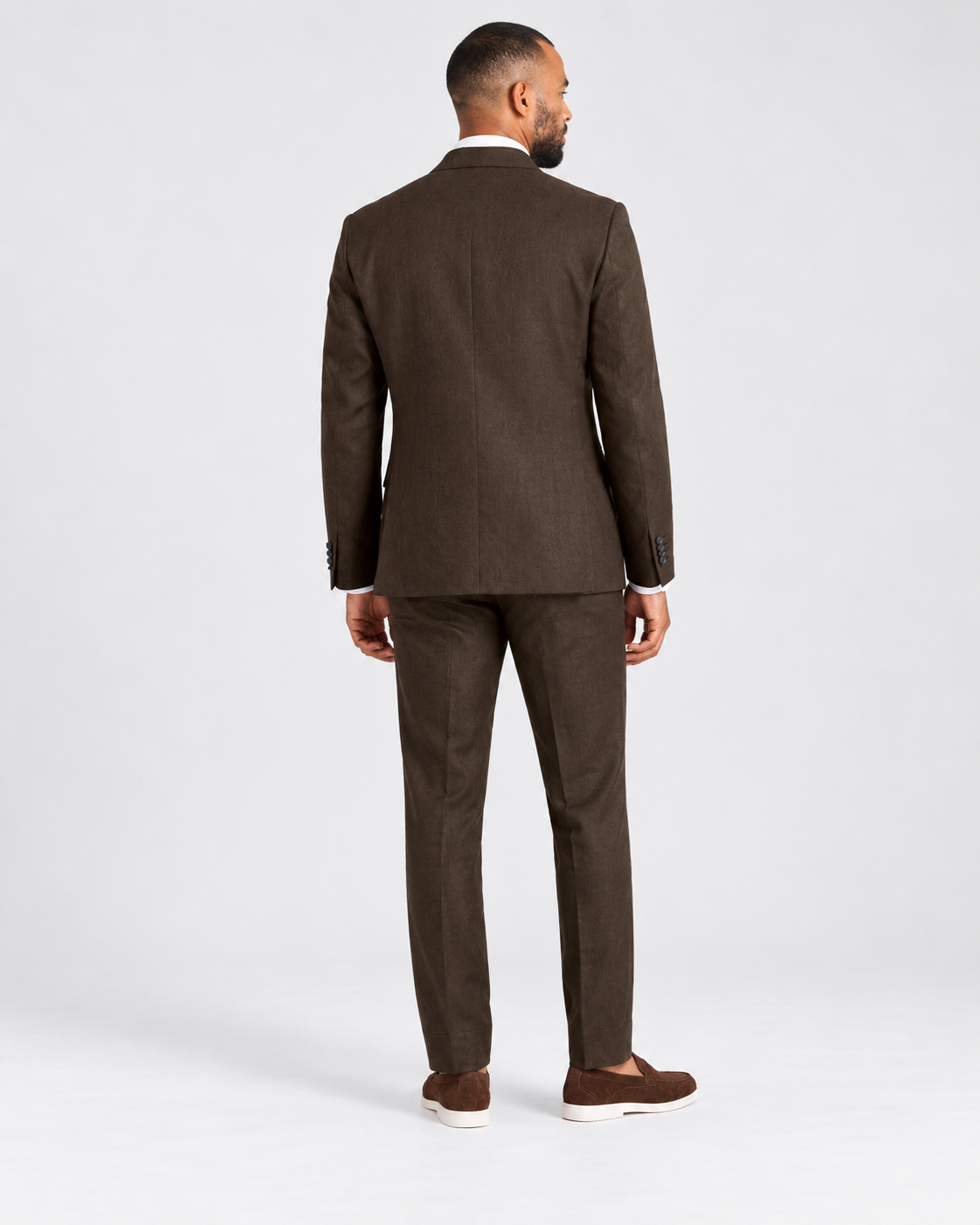 Charles Tyrwhitt Double Breasted Linen Suit - Chocolate Brown