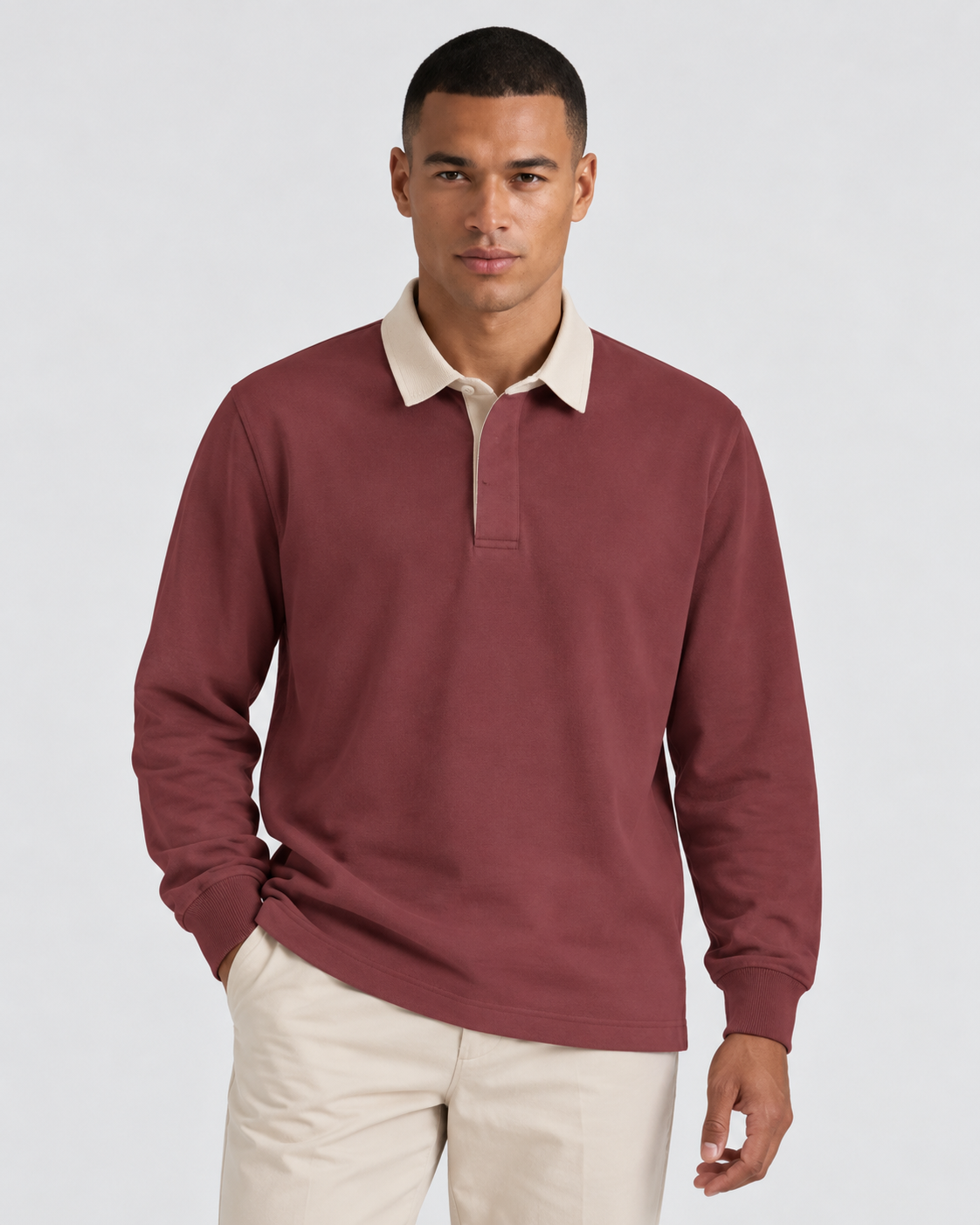 T.M.Lewin Contrast Collar Rugby Shirt - Wild Ginger
