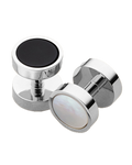 Charles Tyrwhitt Mother of Pearl and Onyx Evening Studs - Silver