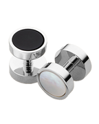 Charles Tyrwhitt Mother of Pearl and Onyx Evening Studs - Silver