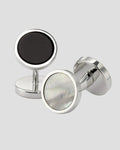 Charles Tyrwhitt Mother of Pearl and Onyx Reversible Evening Cufflinks - Silver
