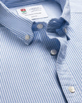 Charles Tyrwhitt England Rugby Stretch Washed Oxford Stripe Shirt - Blue & White