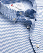 Charles Tyrwhitt England Rugby Stretch Washed Oxford Stripe Shirt - Blue & White