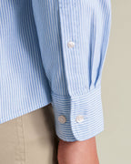 Charles Tyrwhitt England Rugby Stretch Washed Oxford Stripe Shirt - Blue & White