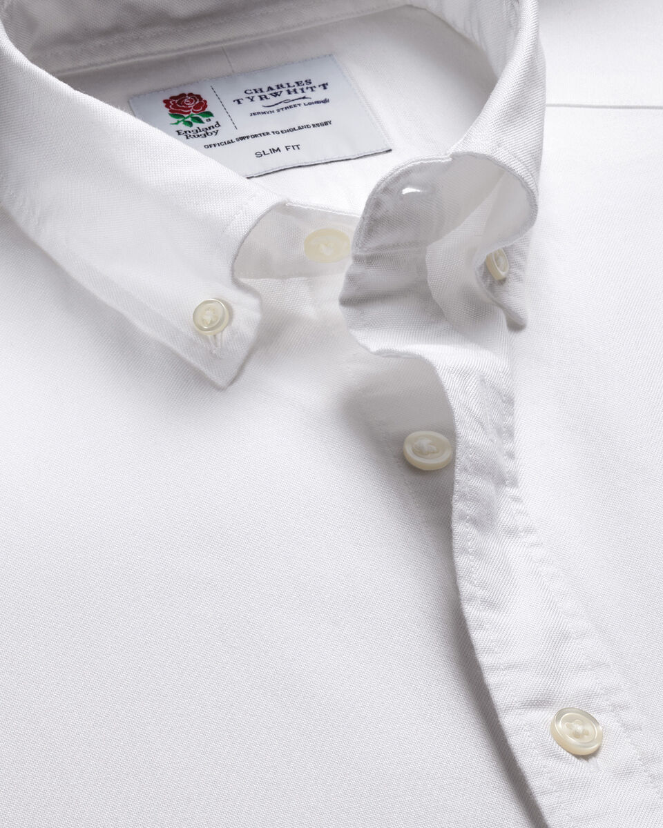 Charles Tyrwhitt England Rugby Stretch Washed Oxford Shirt - White