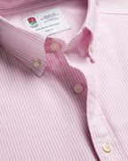 Charles Tyrwhitt England Rugby Button-Down Stretch Washed Oxford Stripe Shirt – Pink