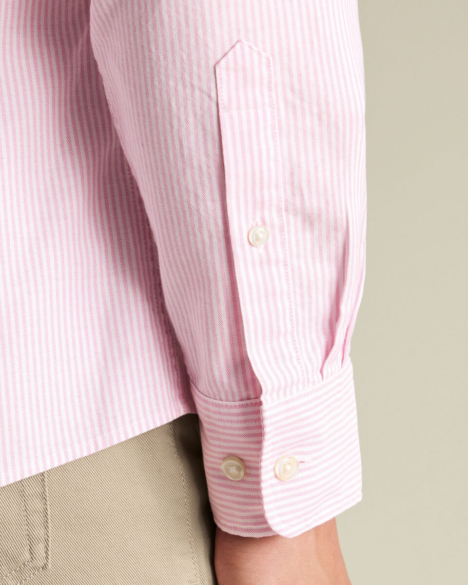 Charles Tyrwhitt England Rugby Button-Down Stretch Washed Oxford Stripe Shirt – Pink