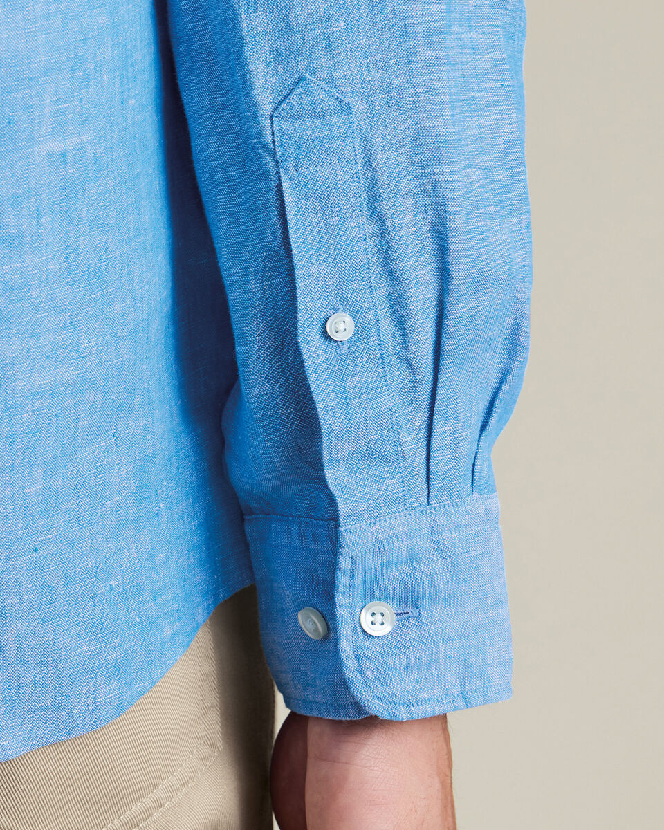 Charles Tyrwhitt England Rugby Pure Linen Shirt – Ocean Blue