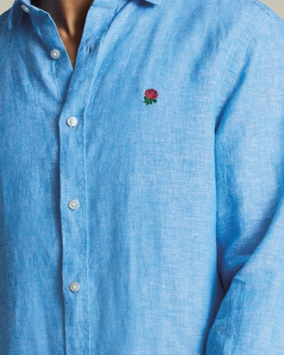 Charles Tyrwhitt England Rugby Pure Linen Shirt – Ocean Blue