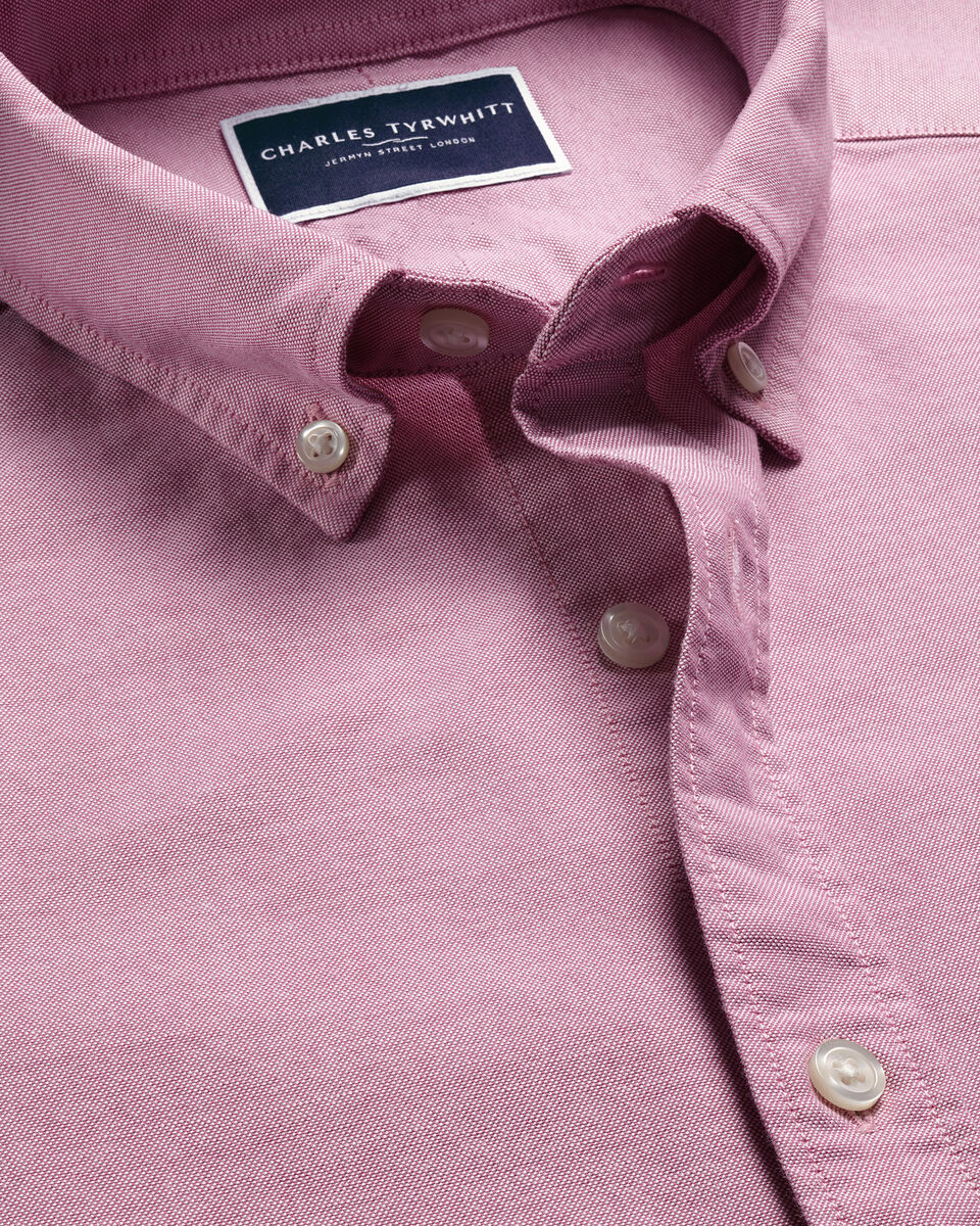 Charles Tyrwhitt Stretch Washed Oxford Shirt - Dark Pink