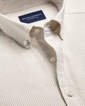 Charles Tyrwhitt Button-Down Stretch Washed Oxford Stripe Shirt - Stone