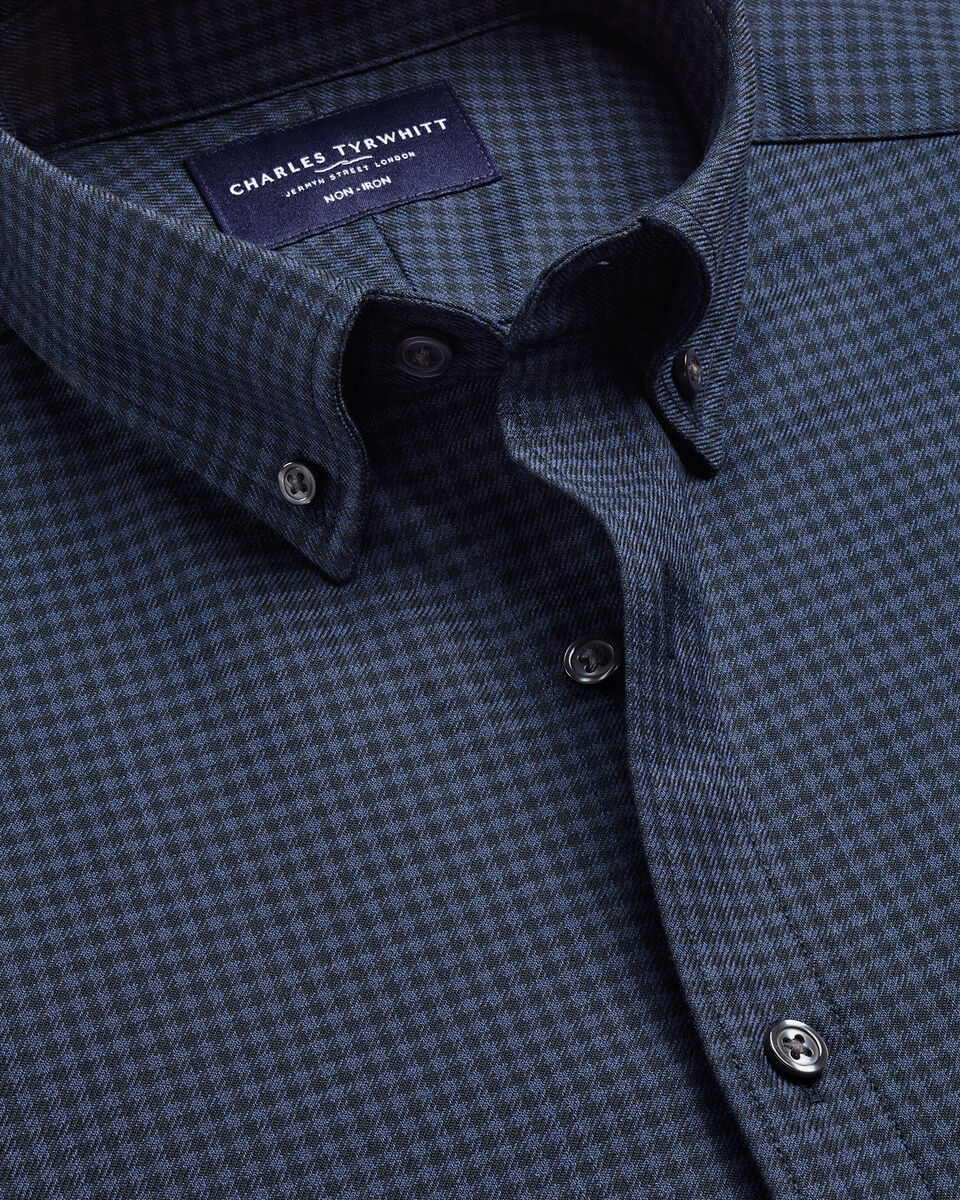 Charles Tyrwhitt Non-Iron Twill Gingham Shirt - French Blue
