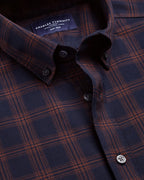 Charles Tyrwhitt Non-Iron Twill Check Shirt - Navy & Amber