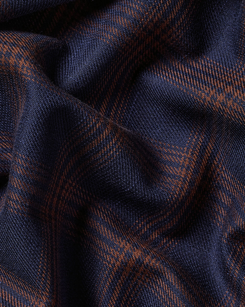 Charles Tyrwhitt Non-Iron Twill Check Shirt - Navy & Amber