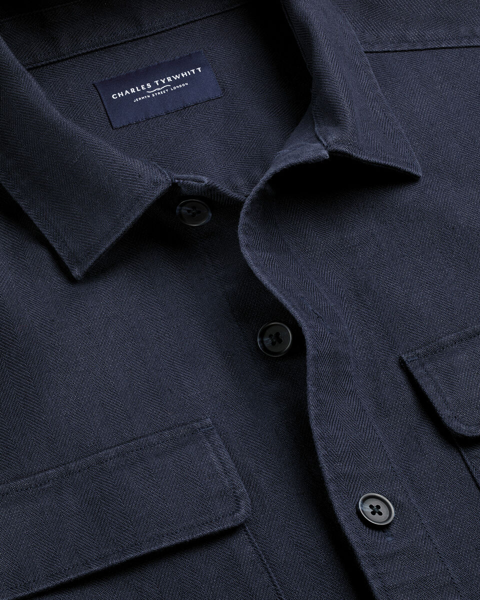Charles Tyrwhitt Herringbone Overshirt - Navy Blue