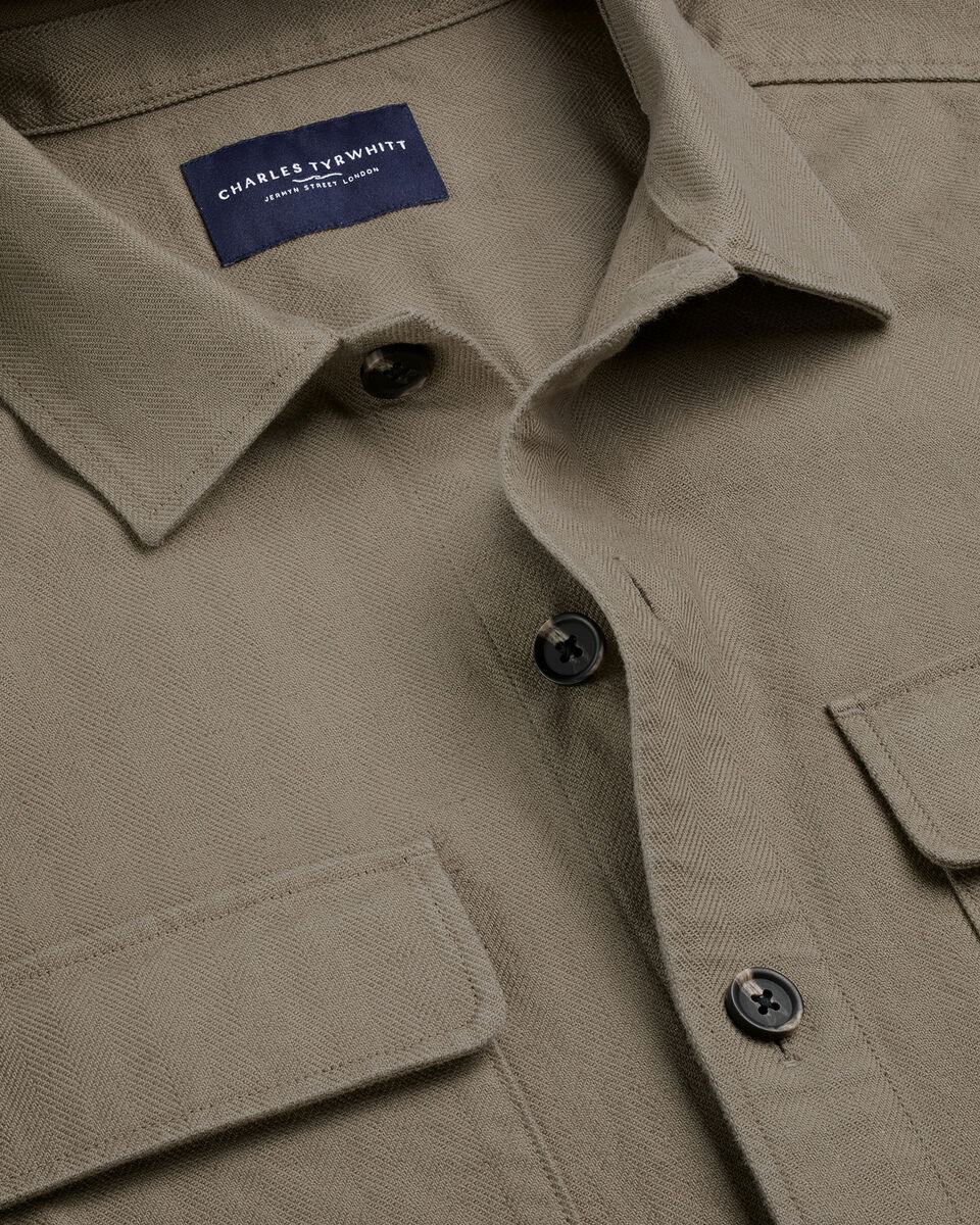 Charles Tyrwhitt Herringbone Overshirt - Taupe