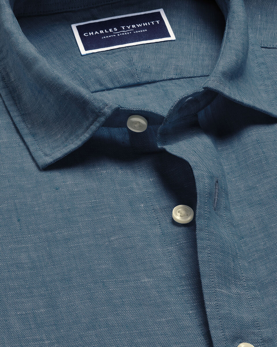 Charles Tyrwhitt Pure Linen Shirt - Airforce Blue