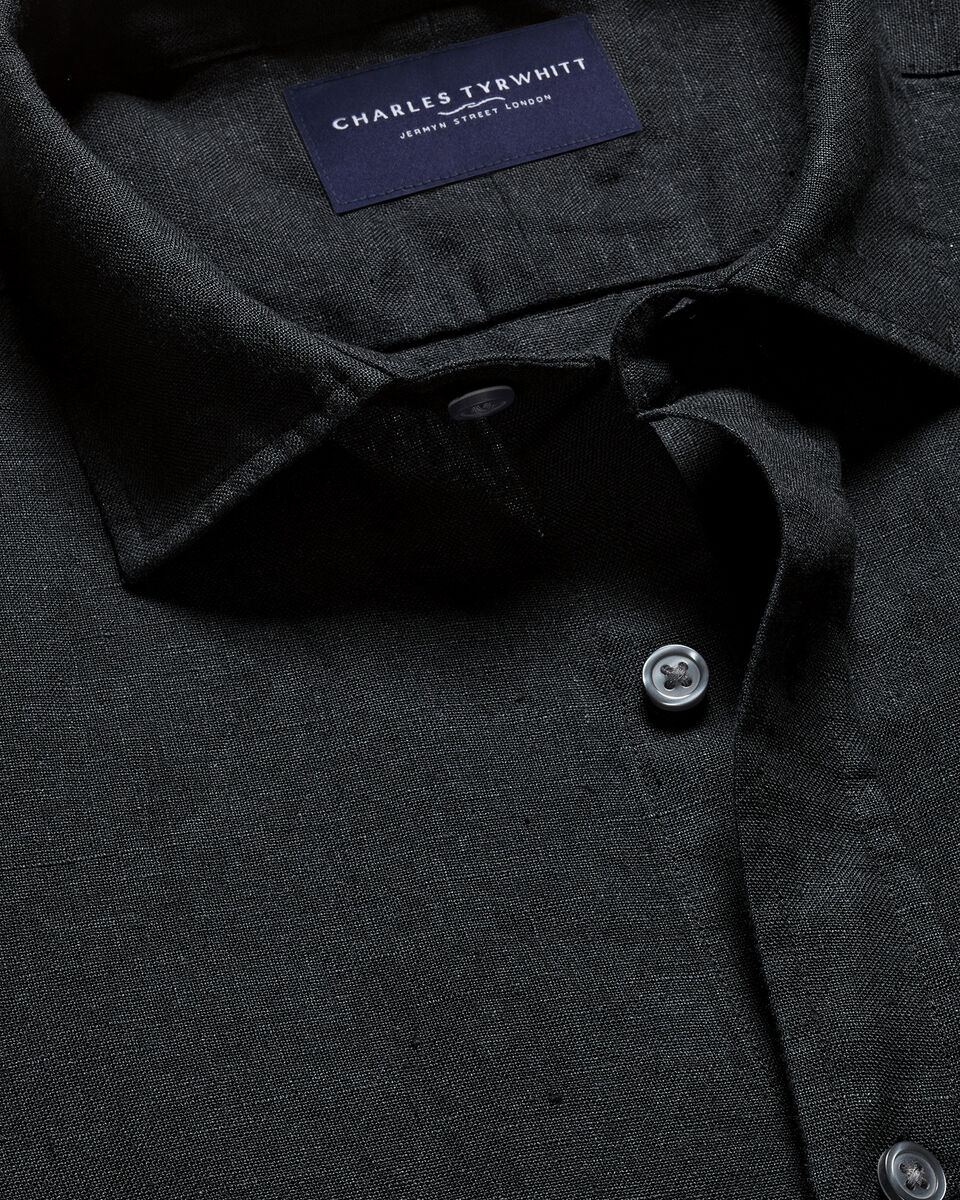 Charles Tyrwhitt Pure Linen Shirt - Black