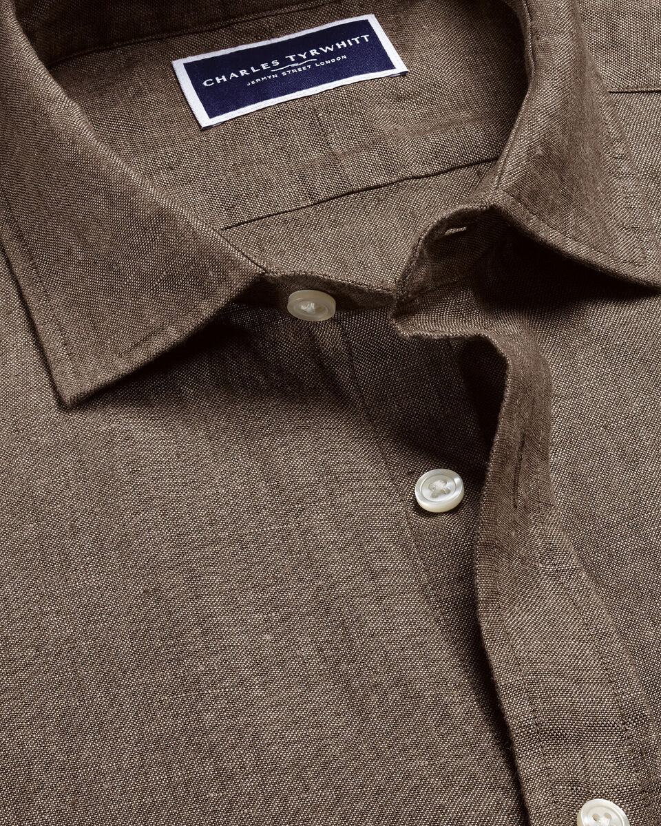Charles Tyrwhitt Pure Linen Shirt - Mocha