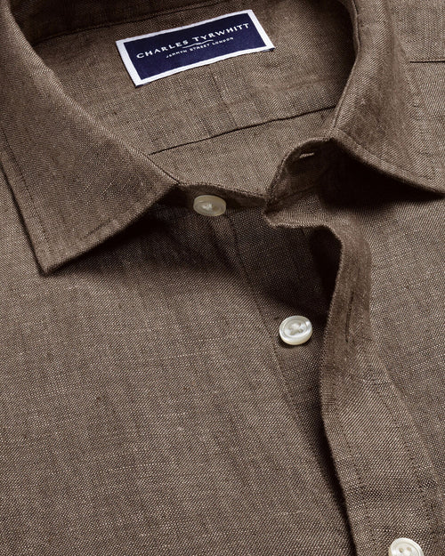 Charles Tyrwhitt Pure Linen Shirt - Mocha