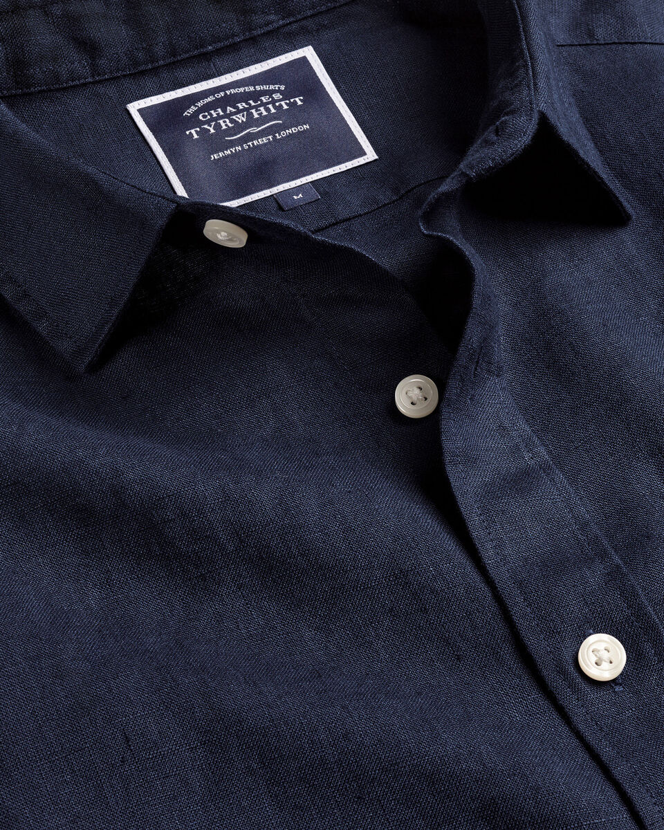 Charles Tyrwhitt Pure Linen Shirt - Navy