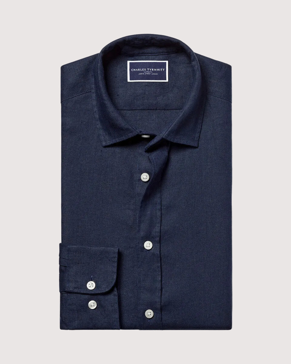 Charles Tyrwhitt Pure Linen Shirt - Navy