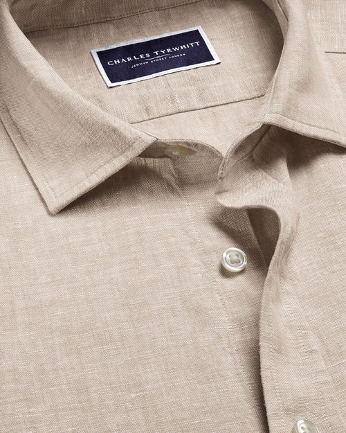 Charles Tyrwhitt Pure Linen Shirt - Oatmeal - LuxxeCoast